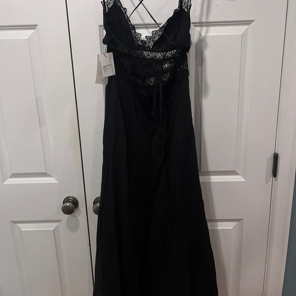 Charo Ruiz Ibiza Women's Black Imagen Lace-Trim Voile Maxi Dress Size M - Picture 5 of 8